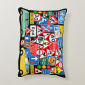 道路カラフルシンボルや象徴と自動車 アクセントクッション (裏面(縦))