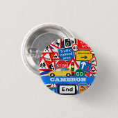 道路カラフルシンボルや象徴カスタム子供の名前 缶バッジ (正面&裏面)