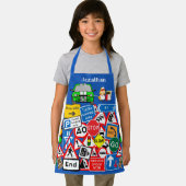 道路カラフルシンボルや象徴コイラージュキッズ エプロン (インサイチュ)