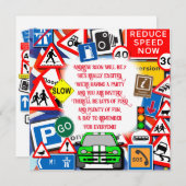 道路カラフルシンボルや象徴、子供の誕生日パーティーインビタット 招待状 (正面/裏面)