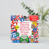 道路カラフルシンボルや象徴、子供の誕生日パーティーインビタット 招待状 (スタンド正面)