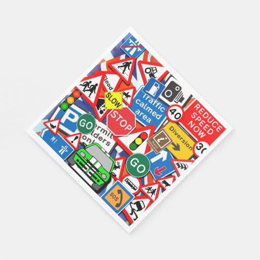 道路カラフルシンボルや象徴、子供の誕生日パーティー スタンダードランチョンナプキン (角)