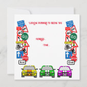 道路カラフルシンボルや象徴、誕生日パーティー 招待状 (裏面)