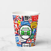 道路カラフルシンボルや象徴、誕生日パーティー 紙コップ (裏面)