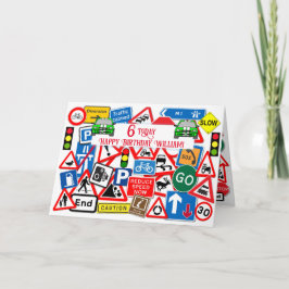 道路カラフル標識コラージュキッズ誕生日 カード