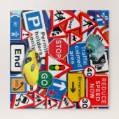 道路シンボルや象徴と車 ジグソーパズル (横)