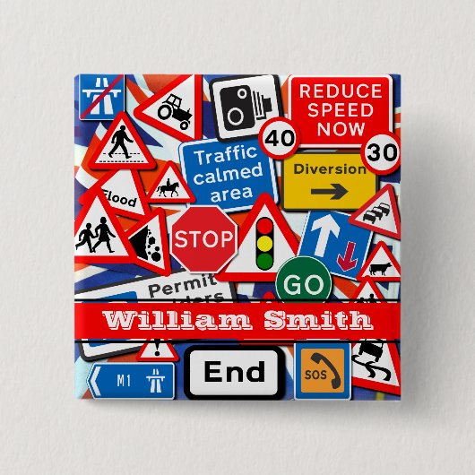 道路シンボルや象徴ボタン 缶バッジ (正面)