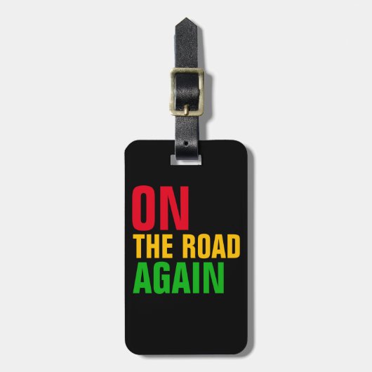 道路上で再び旅行のテキスト ラゲッジタグ (正面縦)