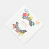 道路上で幸せな車の少年の誕生日 スタンダードランチョンナプキン (角)