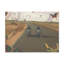 道路上のバイク大理石ペイント空のコラージュ