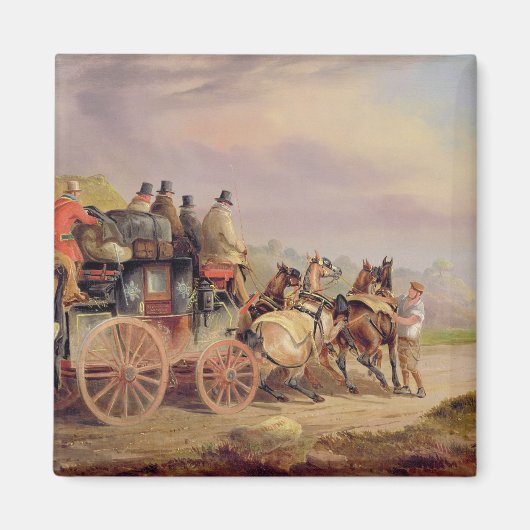 道路上のメールコーチ: 'Quicksilver' Devonp マグネット (正面)