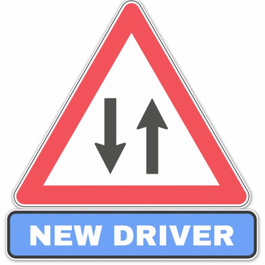 道路上の新しいドライバー（車警報） シール (正面)