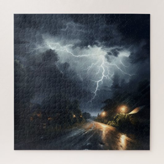 道路上の雷雨 ジグソーパズル (縦)