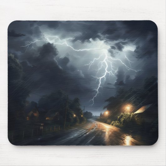 道路上の雷雨 マウスパッド (正面)