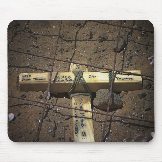 道路修繕の乗組員が十字を切る マウスパッド (正面)