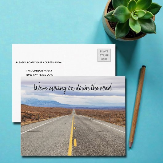 道路写真カッコいい家族の引越告知 ポストカード