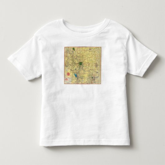 道路図アイダホ、MontのWyoの地図 トドラーTシャツ (正面)