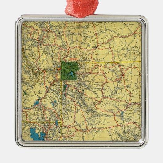 道路図アイダホ、MontのWyoの地図 メタルオーナメント (正面)