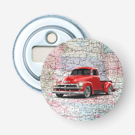 道路地図に赤いトラック 栓抜き