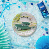道路地図誕生日の1955年のレトロ車 ペーパープレート (パーティー)