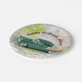 道路地図誕生日の1955年のレトロ車 ペーパープレート (アングル)