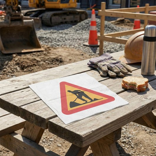 道路工事中標識 建設ゾーン警告 スタンダードランチョンナプキン