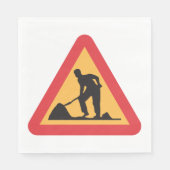 道路工事前方サイン建築ゾー警告ン スタンダードランチョンナプキン (正面)