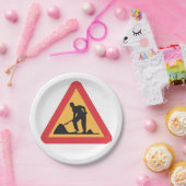 道路工事前方サイン建築ゾー警告ン ペーパープレート (パーティー)