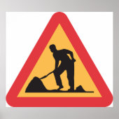 道路工事前方サイン建築ゾー警告ン ポスター (正面)
