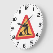 道路工事前方サイン建築ゾー警告ン ラージ壁時計 (傾斜)