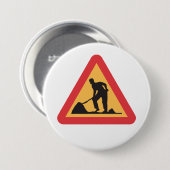 道路工事前方サイン建築ゾー警告ン 缶バッジ (正面&裏面)