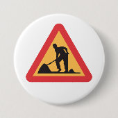 道路工事前方サイン建築ゾー警告ン 缶バッジ (正面)