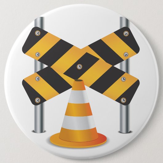 道路工事 缶バッジ (正面)