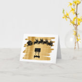 道路建築とサンタスレクリスマスカード カード (黄色い花)