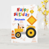 道路建築車両ハッピーバースデー カード (黄色い花)