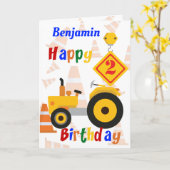 道路建築車2nd誕生日 カード (黄色い花)