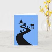 道路建設シルエットクリスマスカード カード (黄色い花)