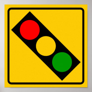 道路標識の前方の信号 ポスター