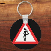 道路標識の注意 キーホルダー (正面)