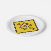 道路標識冬の安全の前に橋の氷 ペーパープレート (アングル)