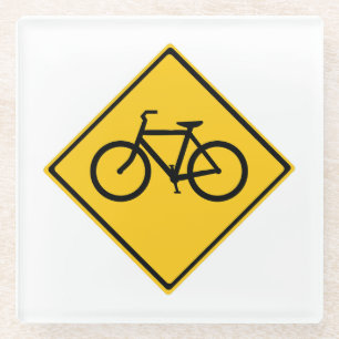 道路標識自転車 ガラスコースター
