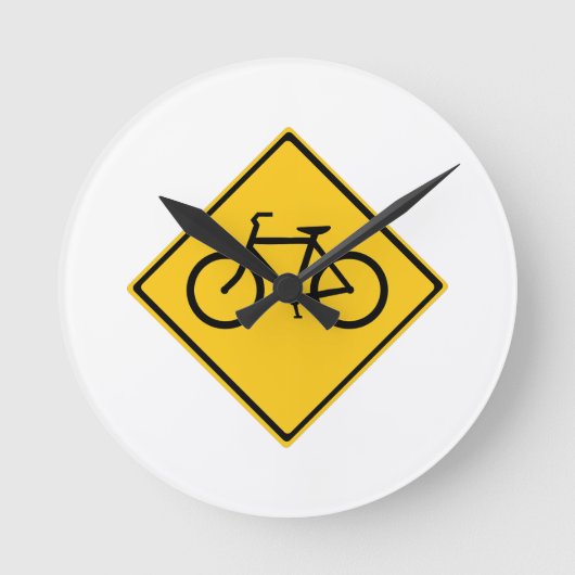 道路標識自転車 ラウンド壁時計 (正面)