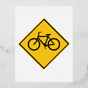 道路標識自転車 箔シーズンポストカード