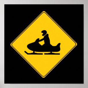 道路標識 – スノーモービル ポスター