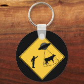 道路標識 – 牛とUFO キーホルダー (正面)