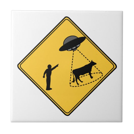 道路標識 – 牛とUFO タイル (正面)