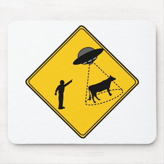 道路標識 – 牛とUFO マウスパッド (正面)