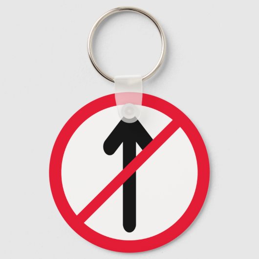 道路標識Noエントリ |メタルサークルのキーチェーン キーホルダー (正面)