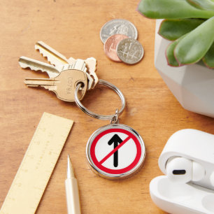 道路標識Noエントリ Premium Keychain キーホルダー