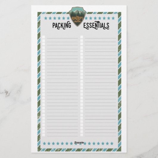 道路空白の旅行の梱包要項リスト 便箋 (裏面)